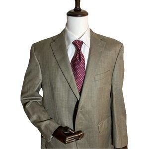 Lauren Ralph Lauren Men's Tan Blazer silk wool blend Size 44S Luxury Modern